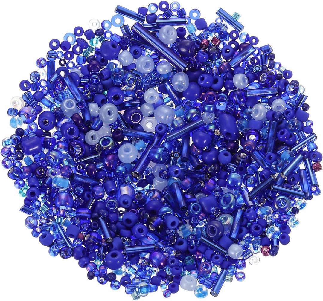 uxcell 1000 Pcs Mixed Glass Seed Beads, 1-4mm Mini Loose Glass Bugle Beads for DIY Earrings, Necklaces, Bracelets, Jewelry Making, Dark Blue
