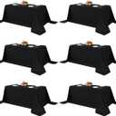 Fitable Black Tableclothes for Rectangle Tables, 6 Pack - 90 x 132 Inch - Reusable and Elegant Tablecloths, Polyester Fabric Table Covers for Wedding, Party, Banquet, Formal Events