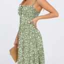 YATHON Summer Mini Corset Sun Dress for Women Short Casual Square Neck Lace Up Floral Beach Vacation Dresses with Pockets (Green, S)