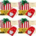 4 Sets Christmas Polar Express 2Inch Believe Bells Santa Sleigh Bell Gifts Bulk Christmas Ornament Train Ticket with Tags Red Velvet Bag Christmas Movie Party Favors for Xmas Party Tree Decorations