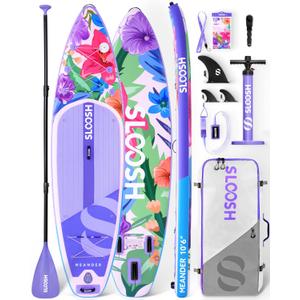 SLOOSH Inflatable Stand Up Paddle Board, 10'6" Inflatable Paddle Boards with Premium Accessories, Non-Slip EVA Deck, Ultra-Light Carry Bag Pump, Meander SUP for Youth & Adults