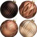 JORNOY Christmas Balls Ornaments Set, 6 inch/150mm Extra Large Shatterproof Plastic Hanging Bulbs for Xmas Tree Decorations Holiday Party with String, 4 Pack-Brown