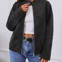 MEROKEETY Women's Faux Suede Bomber Jackets 2026 Trendy Long Sleeve Zip Up Fall Winter Coat Outerwear