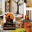 4 x Halloween Garden Flag Halloween Yard Outdoor Decoration 12 x 18 Inch Double Sided Washable Polyester (Bats Castle)