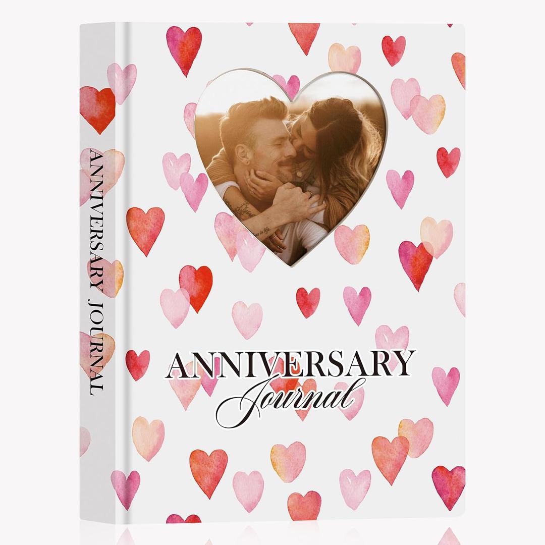 Lanpn Wedding Anniversary Journal Book, Leather Dating to 70th Wedding Scrapbook Memory Book, Newlywed Marriage Couple Gifts Notebook Bridal Shower Anniversary Diary (190 Pages)