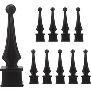 10pcs Metal Fence Finials Fits 3/4" Square Post - Aluminium Alloy Four Sided Spire Wing Tip Black Finial Fence Toppe, for Yard Garden Lawn Iron Picket Fence Finial Tops Decoratio