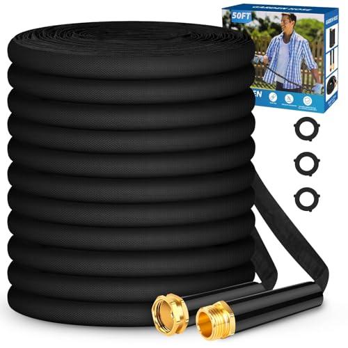 Hepciee Garden Hose 50 ft, Non-Expanding Water Hose, Flexible Ultra-Light, Anti-Kink, Wear-Resistant, Portable, Easy Storage, Hose with 3/4 for Outdoor, Garden, Yard and Lawn