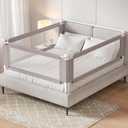 3-Pack King Size Bed Rail for Toddlers - Height Adjustable Baby Bed Rail Guard with Headboard Rod,Safety Bed Rails for King Size Bed with Child Lock(2 Sides 78.7" + 1 Side 74.8") (Light Gray)