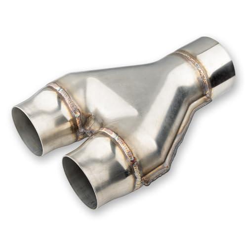 Vurkcy 3 inch Exhaust Y Pipe, 3" Single to 2.5" Dual Exhaust Adapter Connector, 10" Overall Length, Universal 3 Inch Y Tail Pipe, Weld-on, Silvery