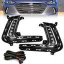 LED Fog Lights Compatible With 2016 2017 2018 Hyundai E-lantra Sixth Generation Front Bumper Lights DRL Fog Lamps Clear Lens with Harness and Switch Driver and Passenger Side