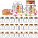 24 Pcs 50ml Mini Glass Bottles, Small Jars with Wood Cork Stoppers, Message Bottles for DIY Art Crafts Gift Valentine Wedding Birthday Party Favors Decorations