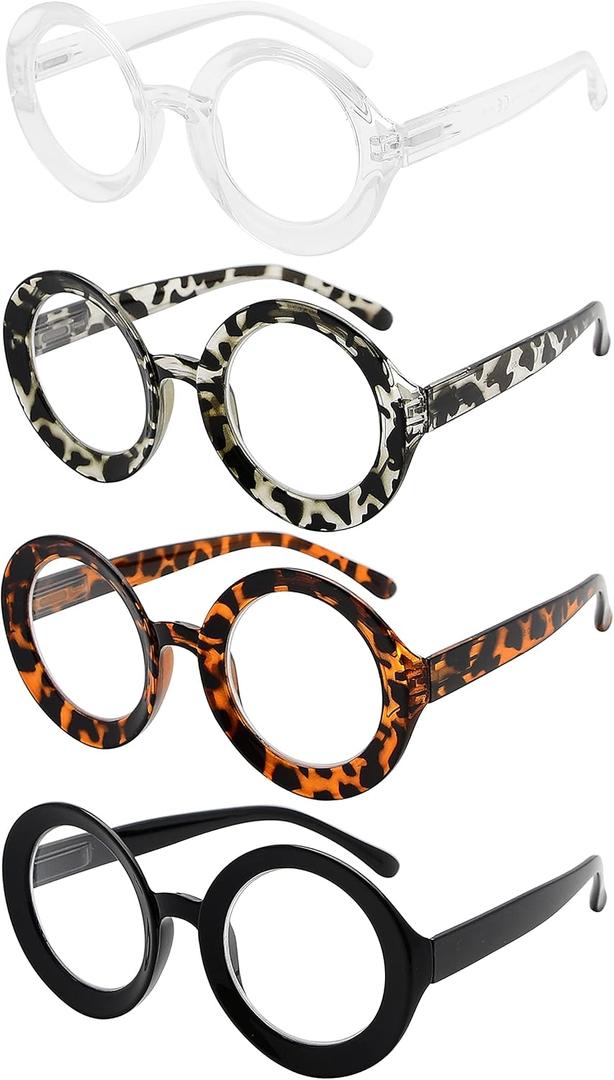 Eyekepper 4-pack Round Reading Glasses for Women Reading - Oversized Ladies Readers +1.75