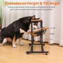 Adjustable Height Pet Feeder Stand with 2 Dishwasher-Safe Stainless Steel Bowls Brown Wood Top & Black Metal Frame Elevated Food/Water Station for Dogs/Cats Under 100LBS