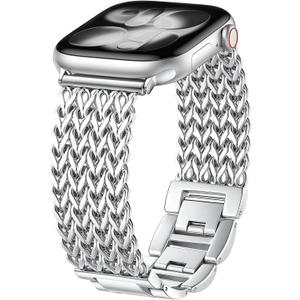 Metal Band Compatible with Apple Watch Bands for Women, Dressy Stainless Steel Link Bracelet, Designer Strap for iWatch, Size: 38mm/40mm/41mm/(42mm-Series 11 10)