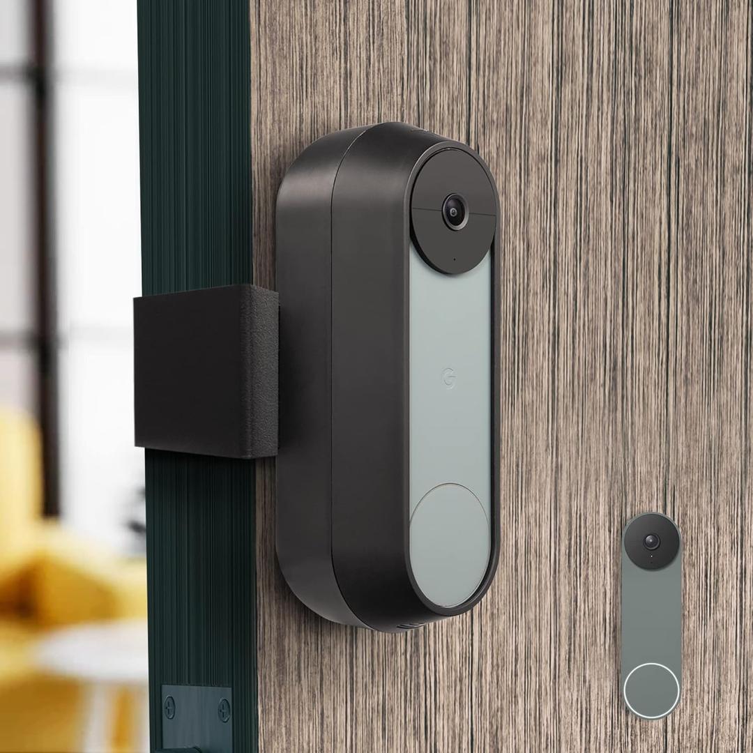 Wasserstein Anti-Theft Mount Compatible with Google Nest Doorbell Battery - No-Drill Installation (Black)