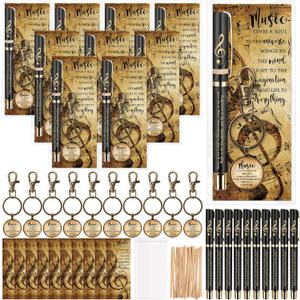 Spakon 30 Pcs Music Theme Appreciation Gifts Inspirational Musical Pens Music Keychains and Bookmarks for Musician Choir Students Teachers Back to School Supplies Classroom Rewards Party Favors
