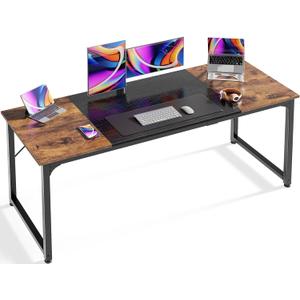 Huuger Computer Desk, 63 Inch Office Desk, Gaming Desk with Storage, Writing Desk Work Desk for Home Office, Study, Modern Simple Desk, Large Legroom, Metal Frame, Rustic Brown and Black