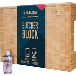 Bamboo Cutting Board, 15.7 x 10.2 Inch (ExtraThick 1.7") Premium Quality & Professional Butcher Block. Heavy Duty End Grain Wood Chopping Board (Oil & Plate Included)