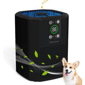 Air Purifiers for Bedroom Home Up to 1350 Ft, Oterbear Room Air Cleaner with H13 True HEPA Filter with Sleep Mode, Aroma Function, Ambient Light, Remove Dander Smoke Pollen Odor, Black
