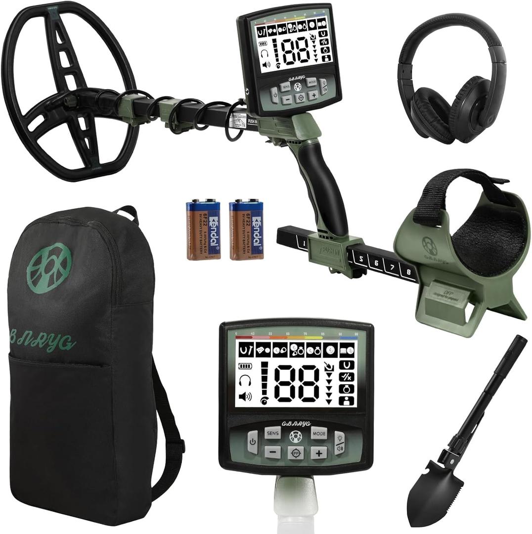 Professional Metal Detector for Adults,12" IP68 Waterproof Search Coil with LCD Backlight,5 Modes Gold Detector,Advanced DSP Chip&High Accuracy System for Beach/Gold Hunting (Black&Green)