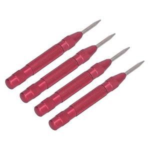 4Pcs Center Puncher, Automatic High Speed Steel 5in Tool Set Hand Tool Center Punches (Red)