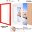 wyooxoo 16x20 Picture Frame Red Solid Wood Photo Frames Display Pictures 12x16 with Mat or 16x20 Without Mat Colorful Frame For Horizontal Vertical Wall Mounting