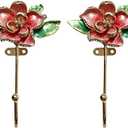Tricune Vintage Flower Shaped Decorative Wall Hooks Rack Hangers for Hanging Clothes Coats Towels Keys Hats, 2 Pack Antique Metal Mounted Wall Hook
