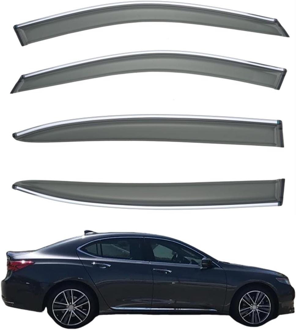 Yakitoko Window Visors Vent Sun Shade Rain Guards for Acura TLX 2015-2020 Chrome Trim 4PCS