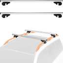 Amazon Basics Cross Rail Roof Rack, 56 inches, Fits up to 49.6" Spans between Raised Side Rails with Gap, Pack of 2, Black/Silver