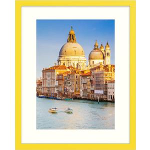 Wyooxoo 16x20 Picture Frame Yellow Made of Solid Wood Photo Frames Display Pictures 12x16 with Mat or 16x20 Without Mat Colorful Frame For Horizontal Vertical Wall Mounting