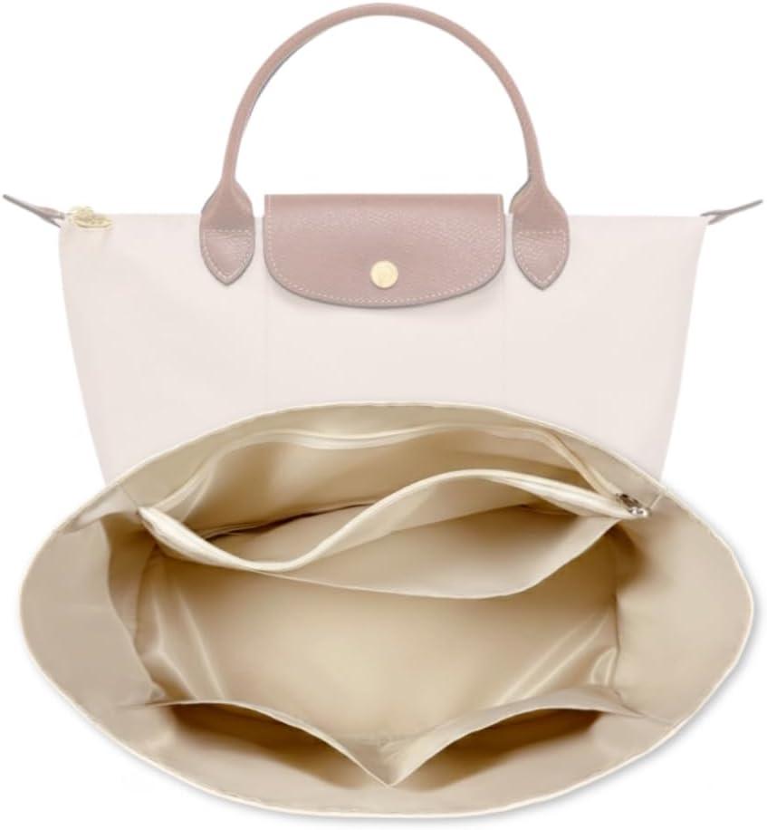 Waterproof Premium Nylon Purse Organizer Insert for Longchamp Le Pliage Tote Bag (Beige, Small)