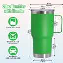 20 oz Tumbler with Handle and Lid, Stainless Steel Tumbler Insulated Travel Coffee Mug, Spill Proof Double Wall Vacuum Tumbler Cup Keep Drink Hot & Cold, Green, 1 Pack