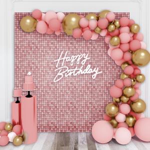 Shimmer Wall Backdrop Matte Pink Square Sequin Wall Panel Backdrop Decor for Wedding, Anniversary, Birthday, Party, 36 Panels