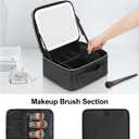 Chomeiu Makeup Bag with LED Mirror, Travel Makeup Case for Women and Makeup Artists Cosmetic Organizer Large Make Up Bags with Light Up Mirror, 3 Color Lights, Adjustable Dividers and Brush Holder (EXP 08/06/26)
