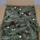 8 PCS Christmas Wreath Christmas Kitchen Cabinet Wreaths with Burlap Ribbon Mini Wreath Pine Garland Frosted Cedar Pine Cone Hanging Garlands Candle Rings for Front Door Window Chair Wall