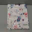 Womens Summer Short Sleeve Tops Pleated Shirts Crewneck Outfit Puff Sleeve Blouses Casual Tunic Blue Flower, Size Large