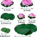 Fake Lily Pads, 10 PCS Artificial Lotus with Water Lily Pad, Realistic Water Floating Foam Lotuses Pads, Pink Artificial Floating Lotus Decor with Pad for Home Outdoor Ponds