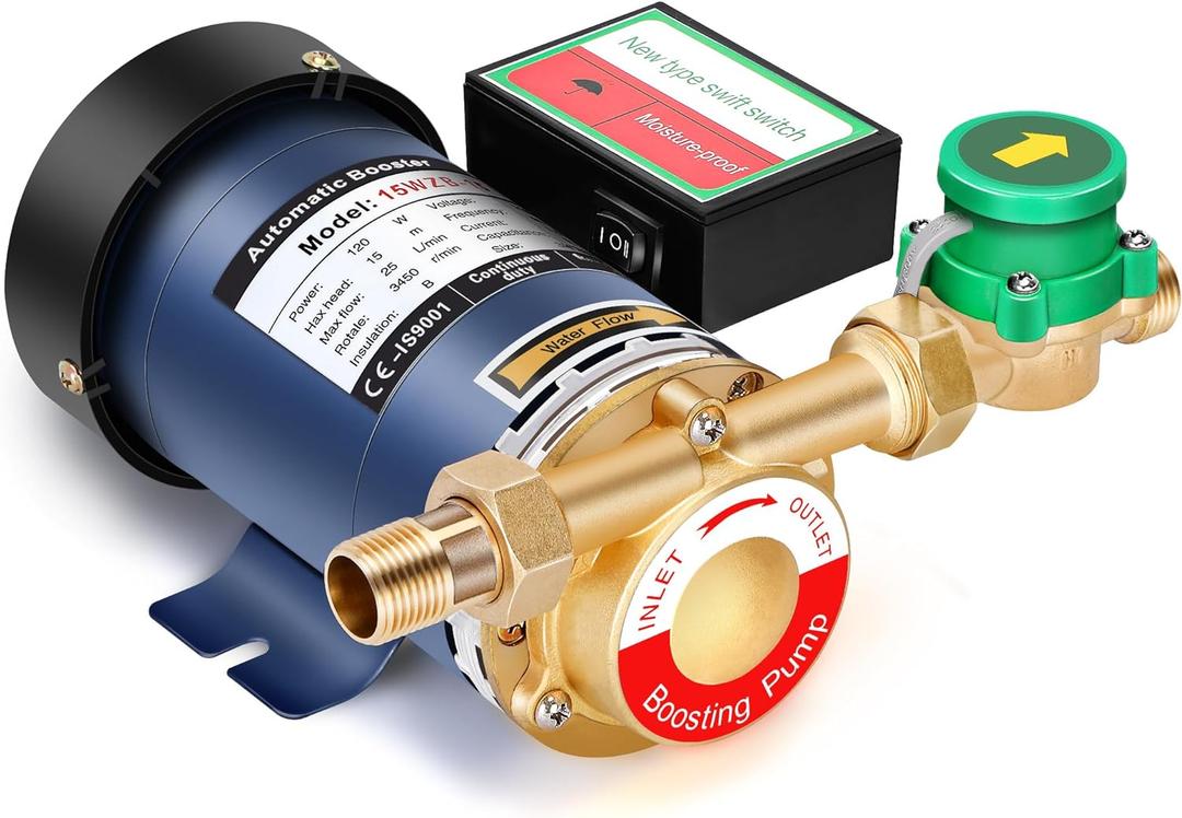 120W Water Pressure Booster Pump with Automatic Water Flow Switch, 115VAC, 396 GPH, 21.7 PSI, Water Pressure Pump for Household Kitchen Bathroom