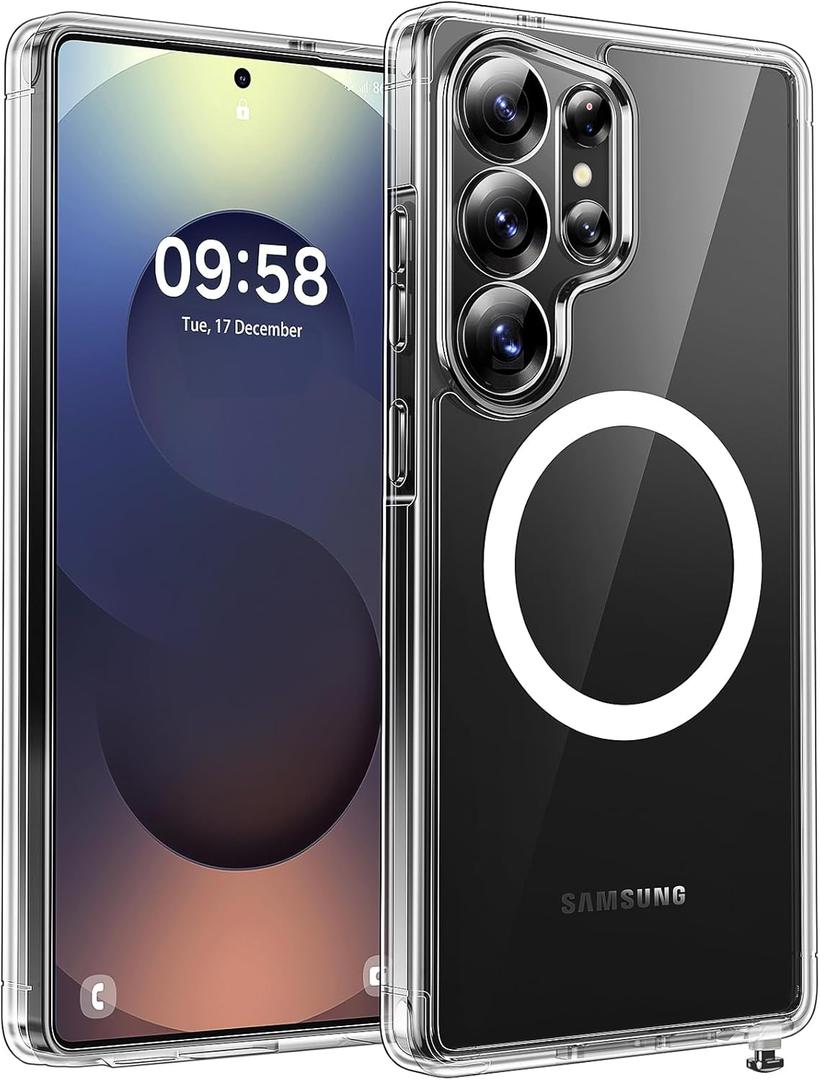 TOCOL Magnetic for Samsung Galaxy S25 Ultra Case, Upgraded Full Camera Protection, Compatible with Magsafe, Drop Protection Slime Clear Cover for Samsung Galaxy S25 Ultra 6.9-Inch (Clear)