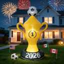 7FT World Soccer Inflatables 2026 World Champion Outdoor Blow up Decorations with Built-in LED Lights for Yard Party Lawn Decor/Birthday Themed Supplies for Fans,2026 World Soccer Decor