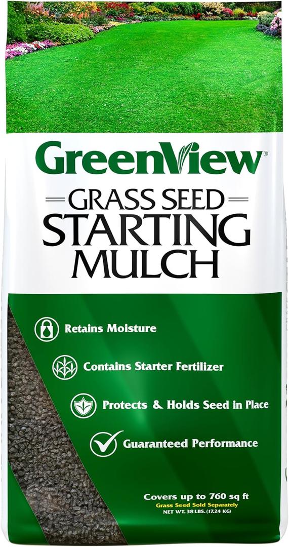 GreenView Grass Seed Starting Mulch Ideal for Newly seeded lawns and Bare Spots - 38 lb. Bag - Covers 760 sq. ft. (EXP 05/13/27)