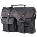 seyfocnia Men's Vintage Black 17.3 Inch Water Resistant PU Leather Laptop Bag, Messenger Bag, Satchel, Briefcase