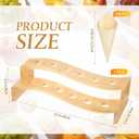 Queekay 100 Pcs Disposable Wooden Food Cones with 12 Holes Food Cone Display Stand Cone Holder for Charcuterie, Ice Cream, Catered Events, Party or Buffets (Curved,Bamboo)
