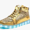 IGxx LED Light Up Shoes for Kids High Top Sneakers Lights Shoes for Boys Girls Unisex USB Charging Flashing Luminous, Size 34