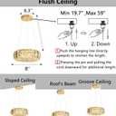 HAIXIANG LED Ring Chandelier Modern Pendant Lights for Kitchen Island Dining Room Remote Dimmable Hanging Light Entryway Bedroom Crystal Lighting Gold Chandeliers (1 Ring, 7.8")