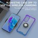 for Galaxy S24 Plus Case Clear with 360 Rotation Metal Ring Holder Stand, Support Magnetic Car Phone Mount Soft TPU Bumper PC Hard Protective Phone Case for Samsung S24 Plus(Purple Blue)
