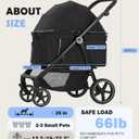 Dec-Mec Dog Stroller for Medium Large Dogs up to 66lbs Portable&Foldable | Pet Stroller for 2 Small Dogs with Adjustable Handle & Canopy, Ventilated, Storage Organizer, Black, Medium 