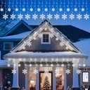 Brightown Christmas Snowflake Icicle Lights - 19.5FT 288LED Snowflake String Lights with 24 Drops, 12 Modes, Timer, IP65 Waterproof, Connectable Outdoor Xmas Lights for Indoor Outdoor, White