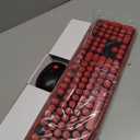 Wireless Keyboard Mouse Combo,2.4GHz Wireless Red Keyboard with 104 Round Retro Typewriter Style Key and Cute Mouse with 3 Adjustable DPI,Compatible with PC, Computer, Laptop, Desktop, Note