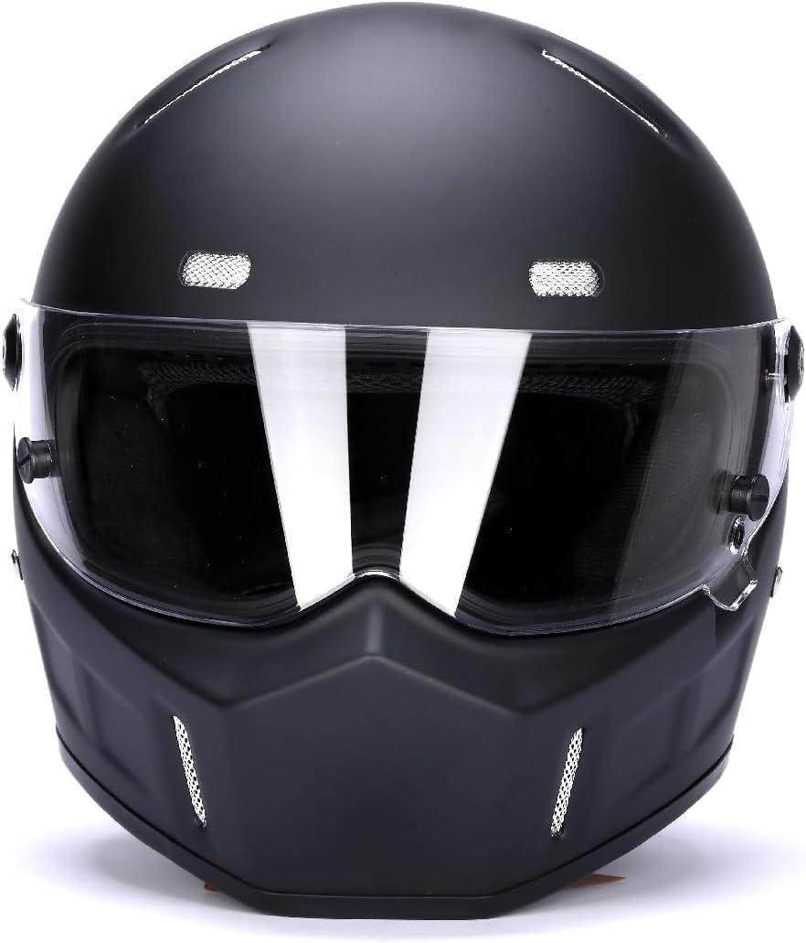 CRG Sports Retro Full Face Motorcycle Helmet, DOT Approved Fiberglass Street Bike Helmet with Clear Visor, Lightweight Cafe Racer Cruiser Motorcycle Helmet, 4X-Large